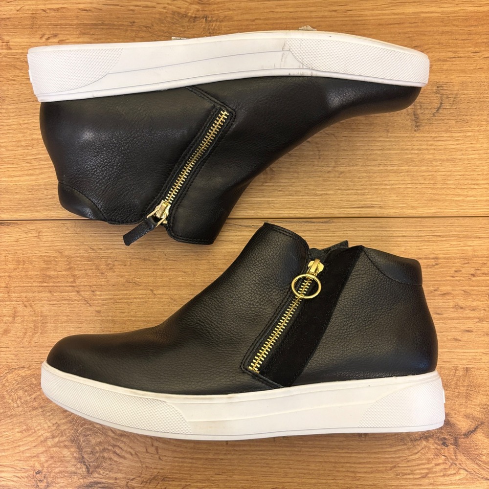 MUNRO Viera Mid Sneakers Black Combo Women Size 9.5 Leather Comfort Side Zippers - Picture 9 of 11
